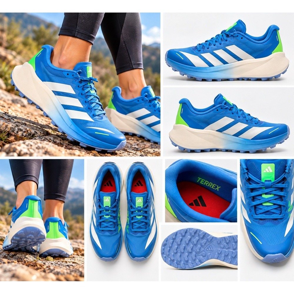 adidas Terrex Agravic 4 W Trail Blue Cloud White Lime Burst Size 6.5(45- B18)